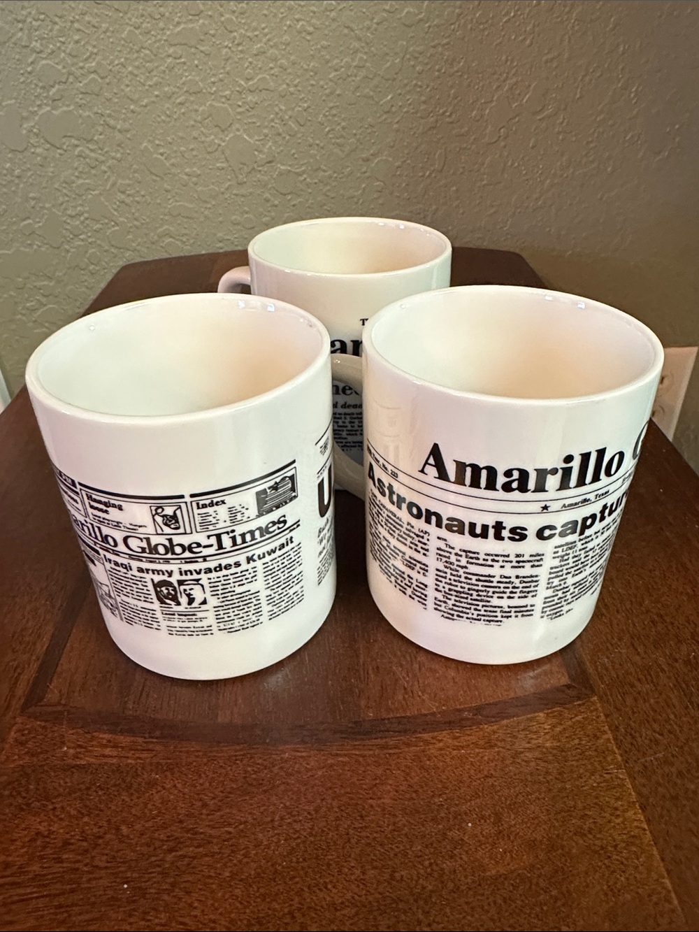 Lot Of 3 Vintage Amarillo Globe-Times/News Newspaper Headline Mugs